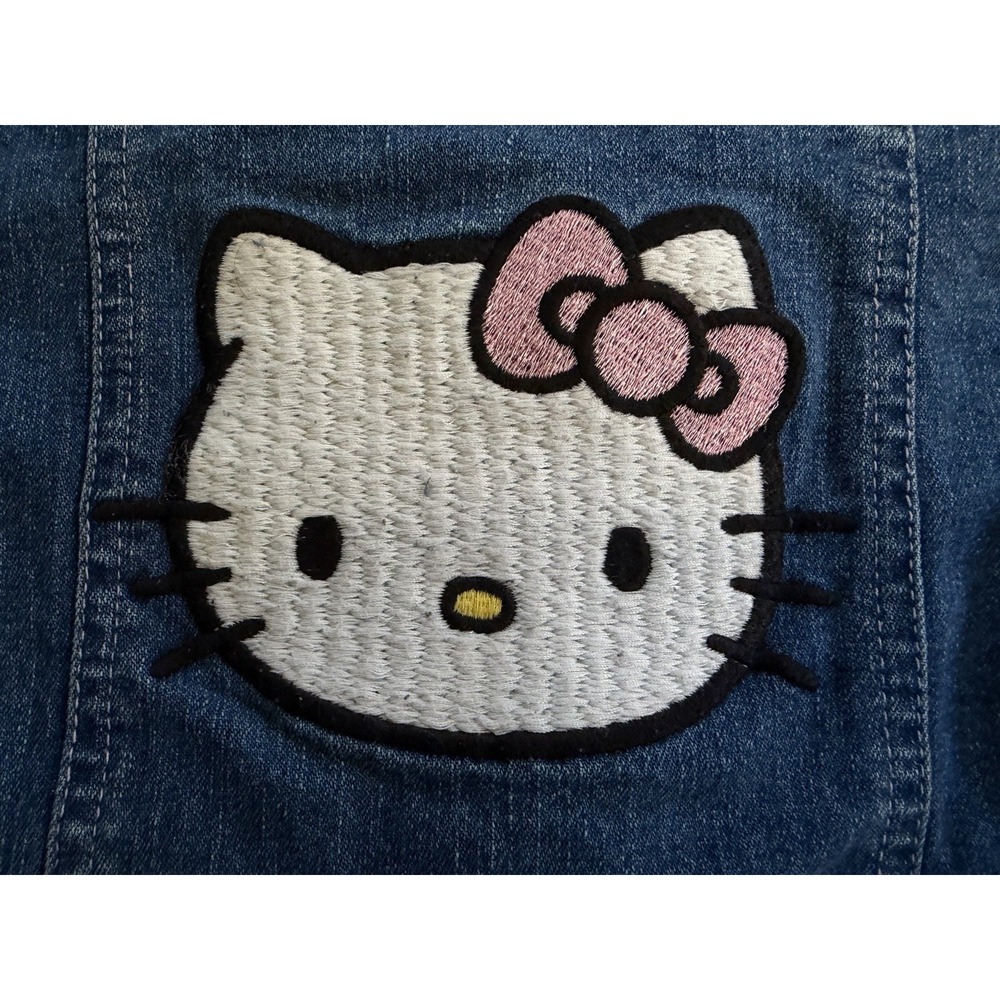 Hello Kitty Denim Jacket Girls Size 6 Sanrio Embroidered Patches Bling Buttons - Picture 10 of 12